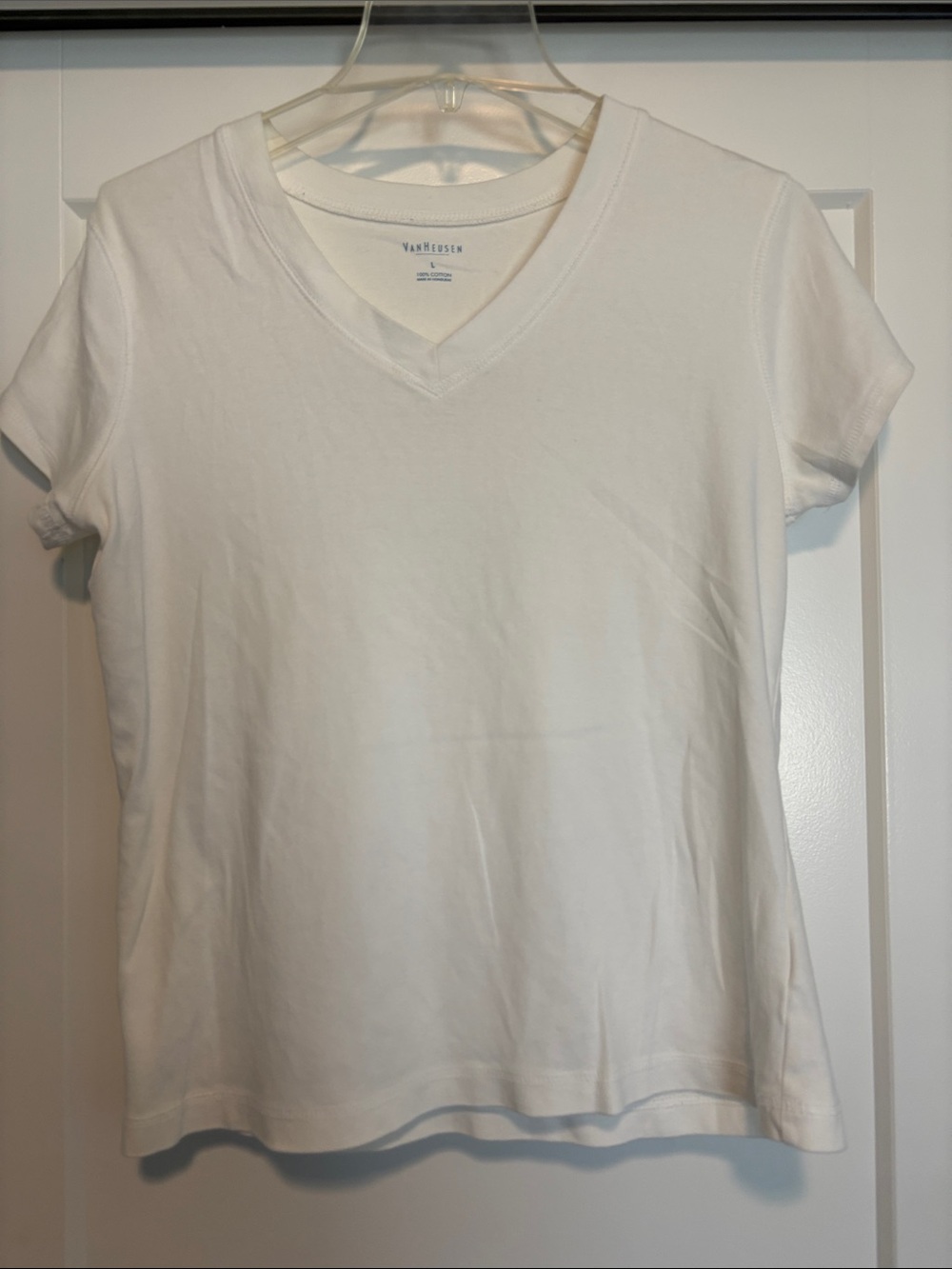 Van Heusen White V-Neck Short Sleeve Tee - Classic Fit